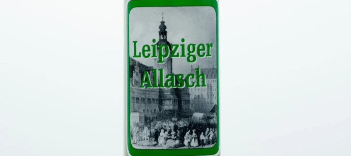 Leipziger Allasch 0,7 l in der viereckigen Glasflasche